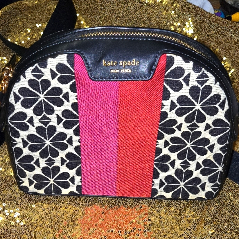 Kate Spade Black and Pink Crossbody Bag with Geometric Design